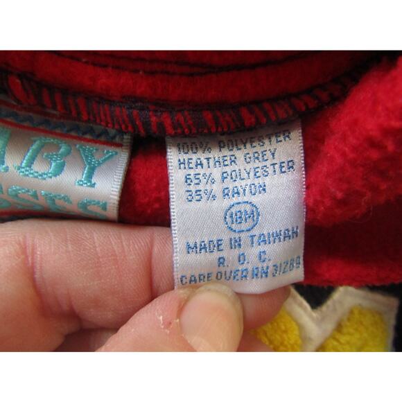 Vintage Baby Kisses Varsity Jacket 24 Patch Hooded Fleece Boys 18M Blue Red - Picture 6 of 7